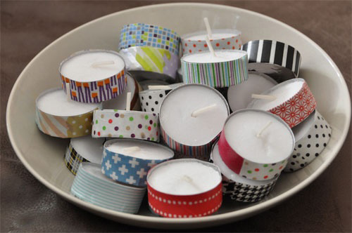 Decorar con velas. Velas con washi tape