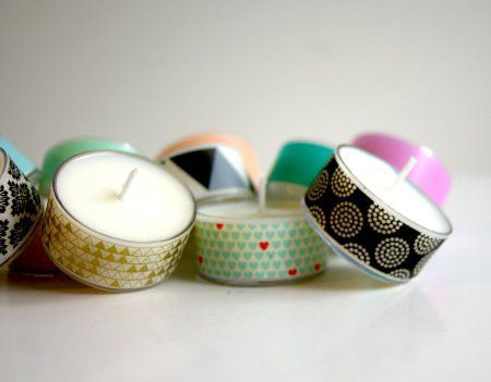 Decorar con velas. Velas con washi tape