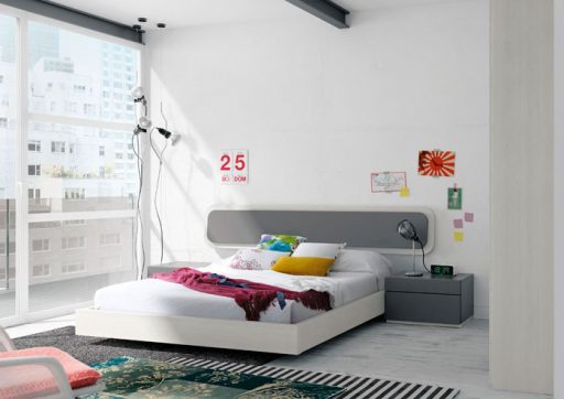 Dormitorio blanco combinado con gris de la colección Nuit de Kibuc