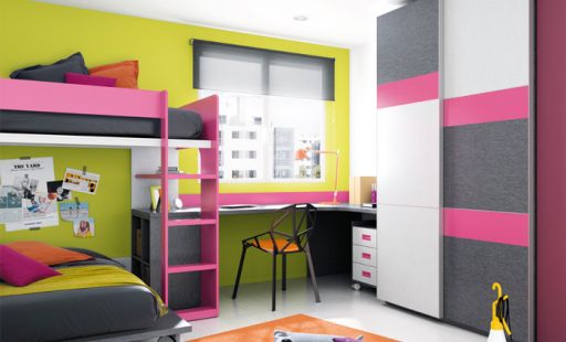 Habitación juvenil para dos chicas con literas de la colección Niko