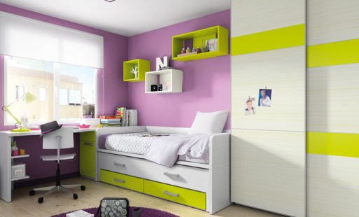 Habitación juvenil para una chica a la que le gustan los tonos lima