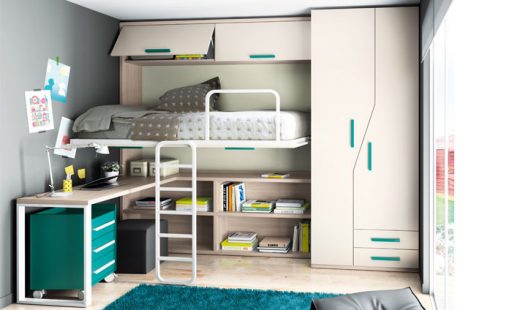 Habitación juvenil con cama abatibles de la colección Niko de Kibuc.