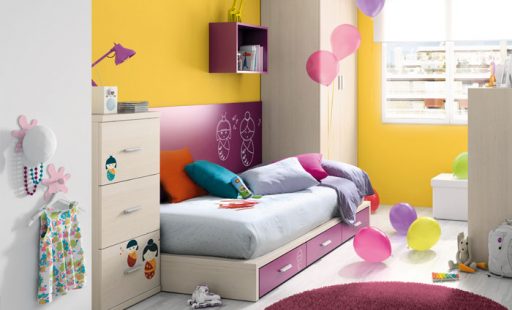 Los colores cálidos son muy adecuados para habitaciones infantiles. Dormitorio Niko de Kibuc.