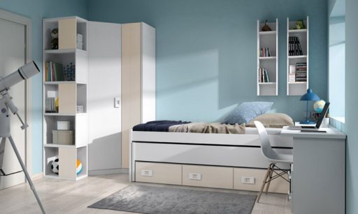 Novedades en habitaciones juveniles. Cama nido con cajones de la colección Niu.