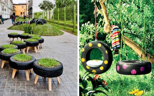 Decorar con neumáticos. Como maceteros en tu jardín