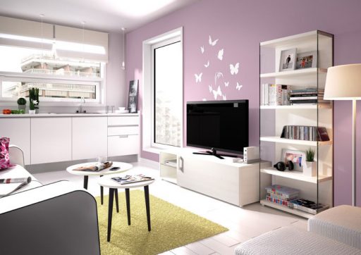 Decorar salones pequeños. Mueble y librería Eko-s de Kibuc