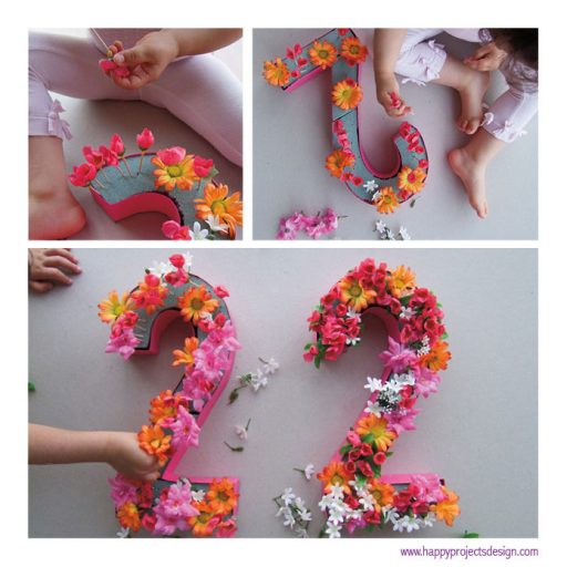 Números con flores. Un diy para decorar tu fin de semana. Pon las flores