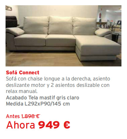 Liquidación de exposiciones de muebles Kibuc. Tienda Kibuc Sancho, Girona. Sofá Connect