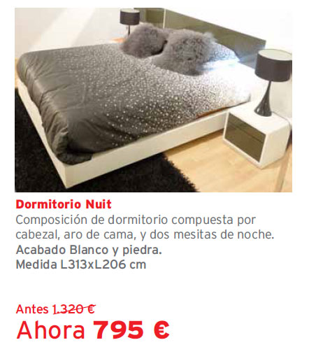 Liquidación de exposiciones de muebles Kibuc. Tienda Kibuc Castelldefels. Dormitorio Nuit.