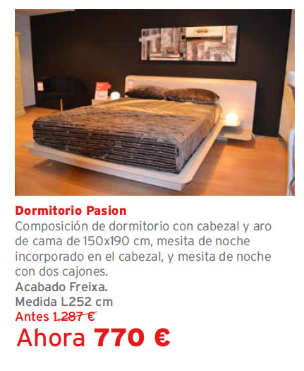 Liquidación de exposiciones de muebles Kibuc. Tienda García Mazo St Adrià del Besós.. Dormitorio Pasión