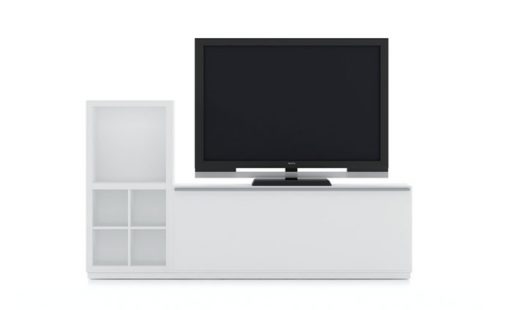 Cómo escoger el mueble para la televisión. Módulo para televisión con espacio para los dvds de la colección Trazos de Kibuc.