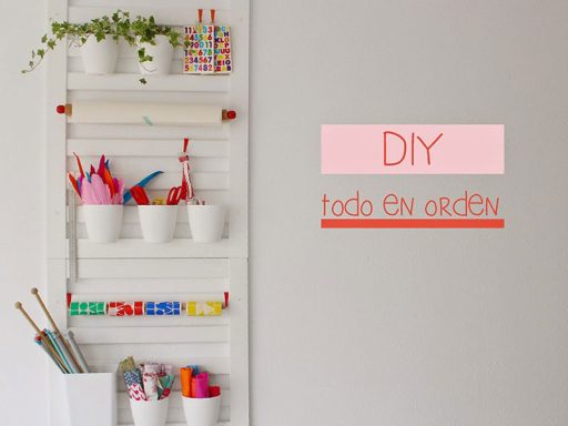 Diy para ordenar un espacio creativo. Reciclar una barandilla de cuna. Idea del blog Happyprojectsdesing