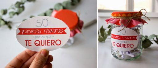 Diy de San Valentín en un bote de cristal. del blog Decorar en familia. Regalo, handame