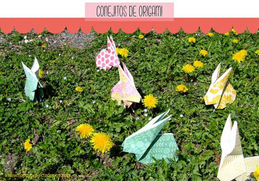 Decoración de pascua. Diy conejitos de origami del blog Happy Projects Desing