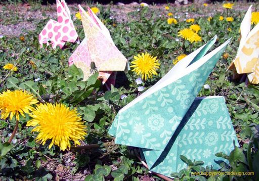 Decoración de pascua. Diy conejitos de origami del blog Happy Projects Desing