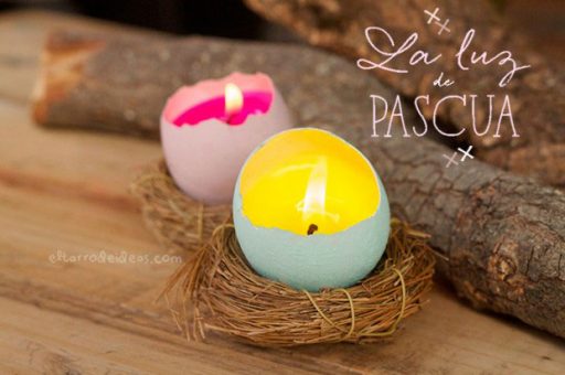 Decoración de pascua. Huevos-vela del blog El Tarro de Ideas