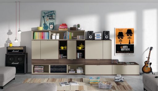 Cómo ordenar el salón. Mueble-librería de la colección Signos