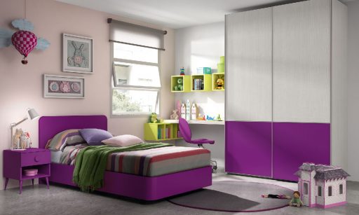 Cómo elegir colores para un dormitorio juvenil. Dormitorio  de la colección Chroma. Color morado